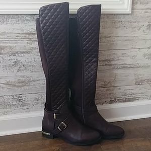 Burgundy knee high boots